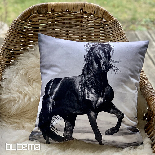 Taie d&#39;oreiller décorative CHEVAL NOIR
