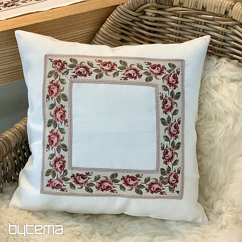 Housse de coussin brodée ROSES