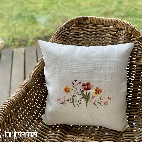Taie d&#39;oreiller brodée FLEURS DU JARDIN