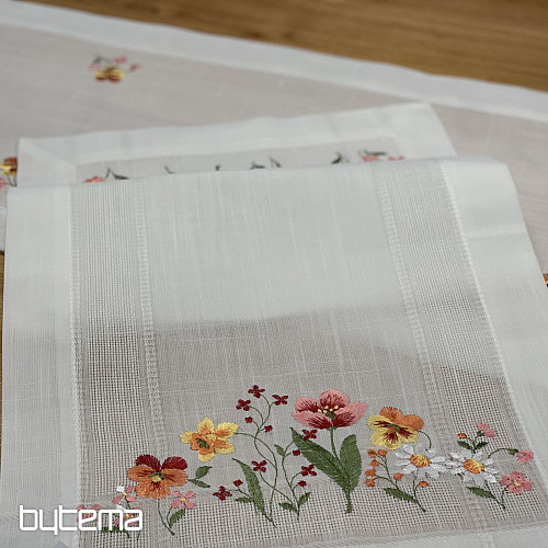 Nappe et châle brodés FLEURS DU JARDIN