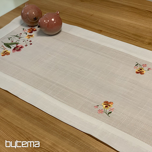 Nappe et châle brodés FLEURS DU JARDIN