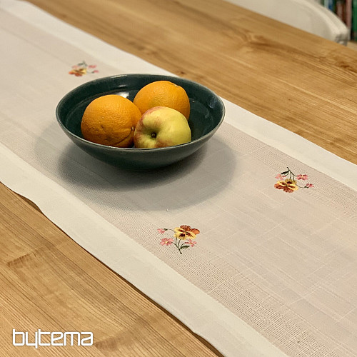 Nappe et châle brodés FLEURS DU JARDIN