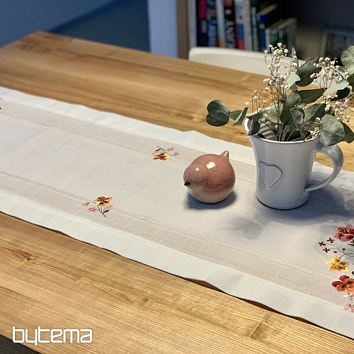 Nappe et châle brodés FLEURS DU JARDIN