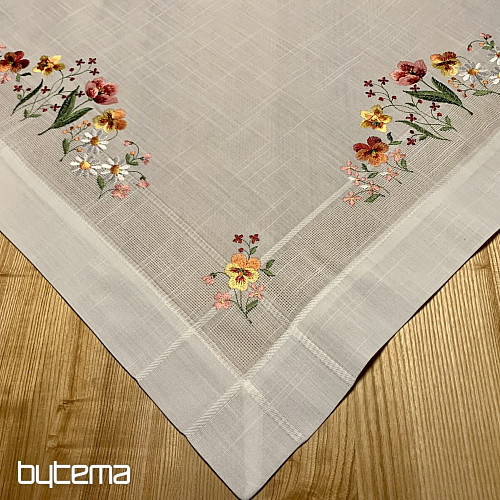 Nappe et châle brodés FLEURS DU JARDIN