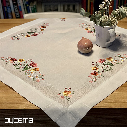 Nappe et châle brodés FLEURS DU JARDIN