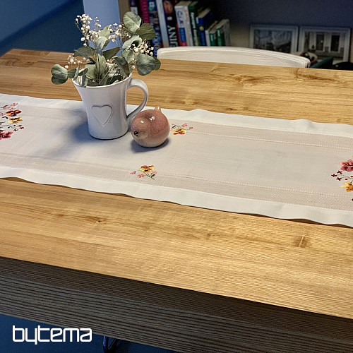 Nappe et châle brodés FLEURS DU JARDIN