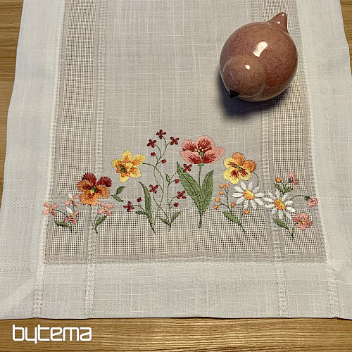 Nappe et châle brodés FLEURS DU JARDIN