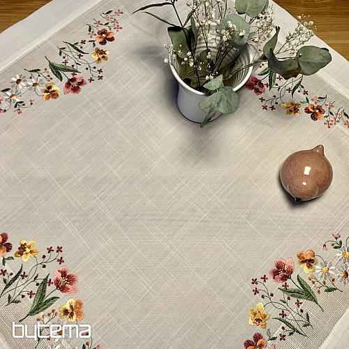 Nappe et châle brodés FLEURS DU JARDIN