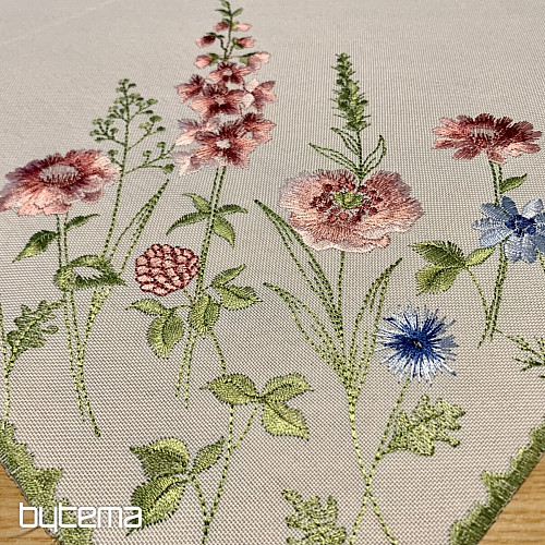 Nappe et châle brodés FLEURS DES PRÉS