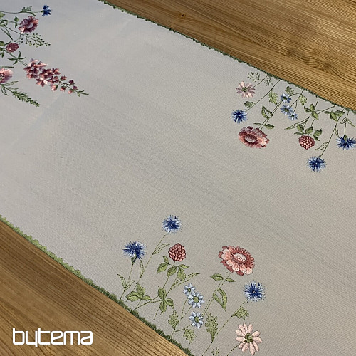 Nappe et châle brodés FLEURS DES PRÉS