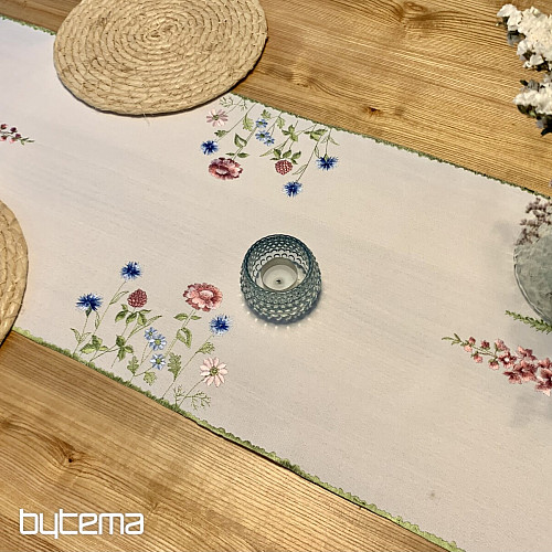 Nappe et châle brodés FLEURS DES PRÉS