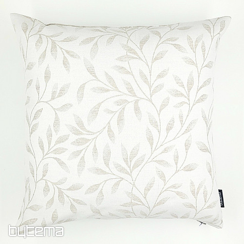 Housse de coussin déco FEUILLES beige - double face