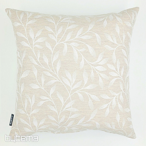 Housse de coussin déco FEUILLES beige - double face