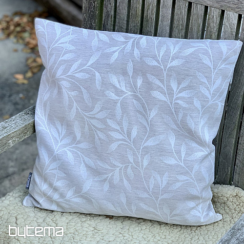 Housse de coussin déco FEUILLES beige - double face