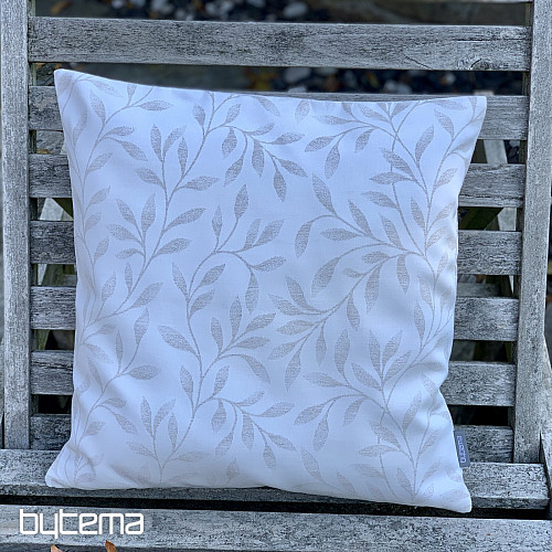 Housse de coussin déco FEUILLES beige - double face