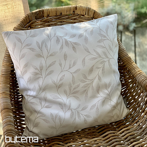 Housse de coussin déco FEUILLES beige - double face