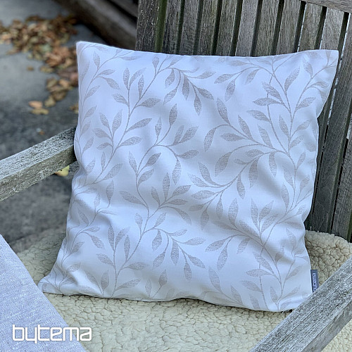 Housse de coussin déco FEUILLES beige - double face