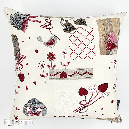 Housse de coussin déco TM PATCHWORK bordeaux