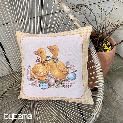 Housse de coussin tapisserie HUŠIČKY CARREAUX JAUNES