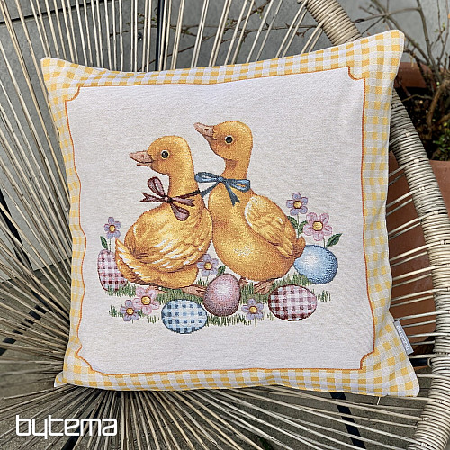 Housse de coussin tapisserie HUŠIČKY CARREAUX JAUNES