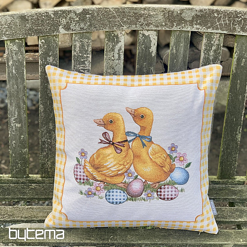 Housse de coussin tapisserie HUŠIČKY CARREAUX JAUNES