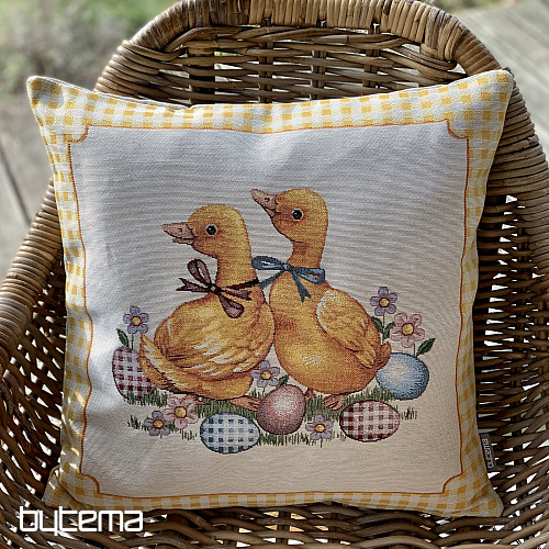 Housse de coussin tapisserie HUŠIČKY CARREAUX JAUNES