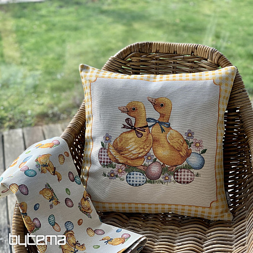Housse de coussin tapisserie HUŠIČKY CARREAUX JAUNES