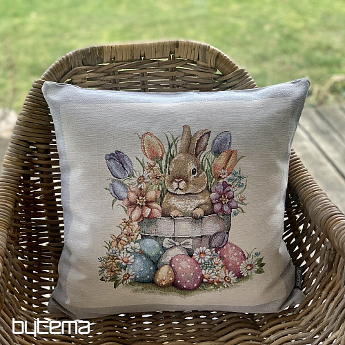 Housse de coussin tapisserie NU DANS LE POT DE FLEUR cadre gris