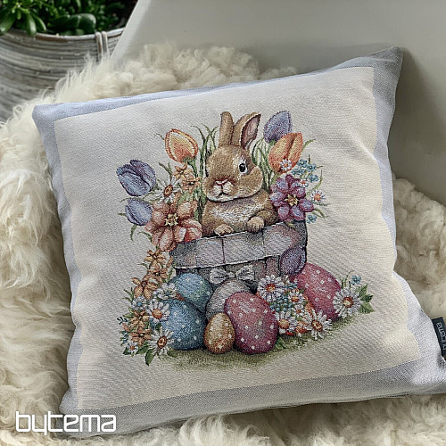 Housse de coussin tapisserie NU DANS LE POT DE FLEUR cadre gris