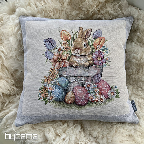 Housse de coussin tapisserie NU DANS LE POT DE FLEUR cadre gris