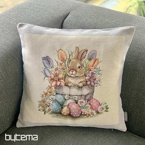 Housse de coussin tapisserie NU DANS LE POT DE FLEUR cadre gris