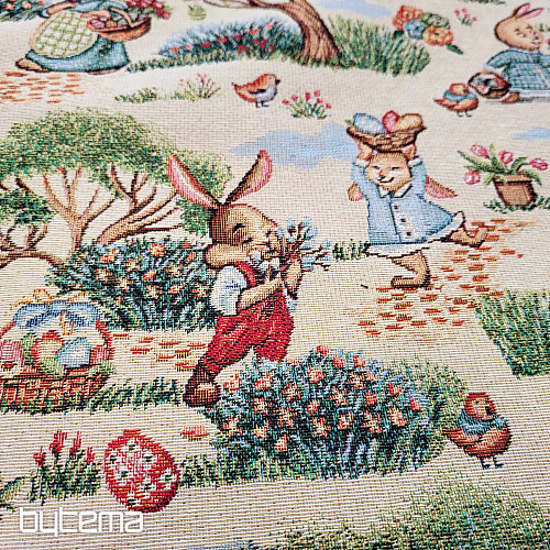 Tissu de tapisserie BUNIES IN THE PARK