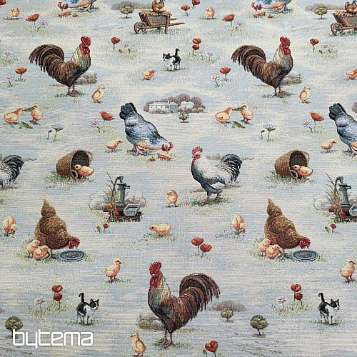 Nappe et écharpe tapisserie BACKYARD HEN