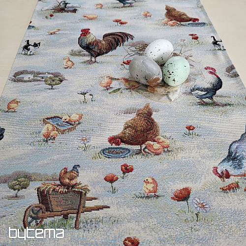 Nappe et écharpe tapisserie BACKYARD HEN