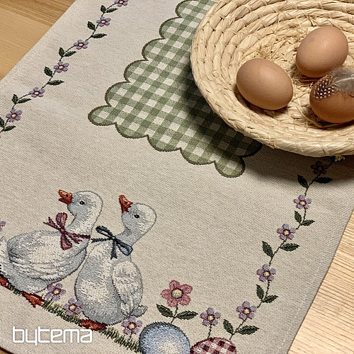 Nappe et écharpe tapisserie HUSIČKA ZELENÉ KÁRO
