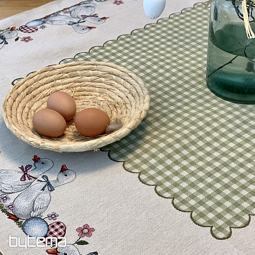 Nappe et écharpe tapisserie HUSIČKA ZELENÉ KÁRO