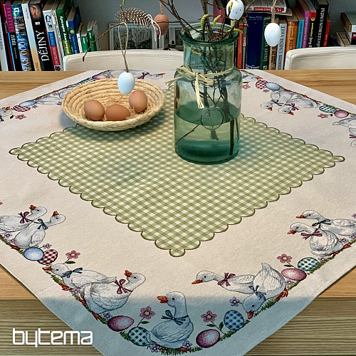 Nappe et écharpe tapisserie HUSIČKA ZELENÉ KÁRO