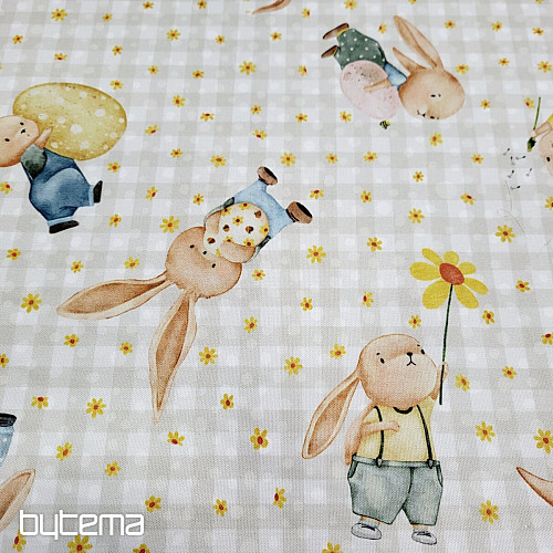 Tissu décoratif BUNIES ET FLEURS