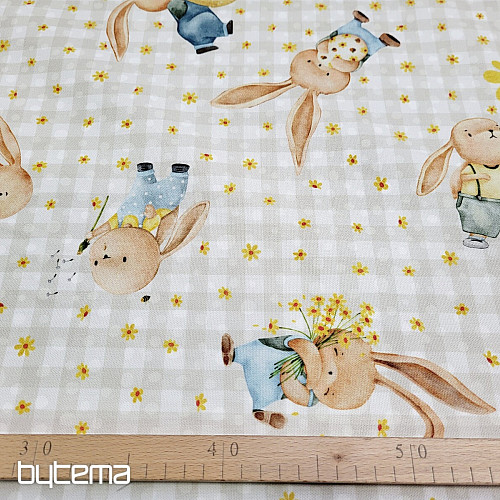 Tissu décoratif BUNIES ET FLEURS