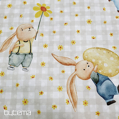 Tissu décoratif BUNIES ET FLEURS