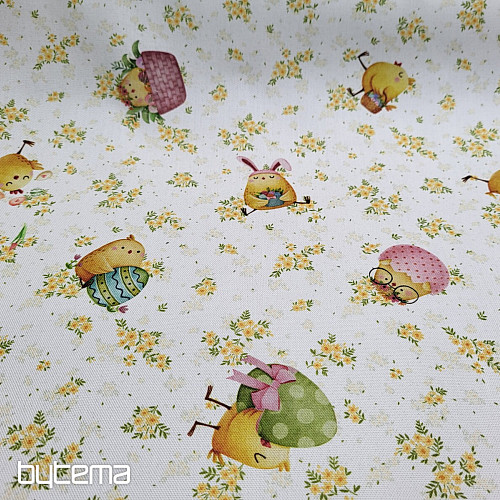 Tissu décoratif POULET ET OEUFS