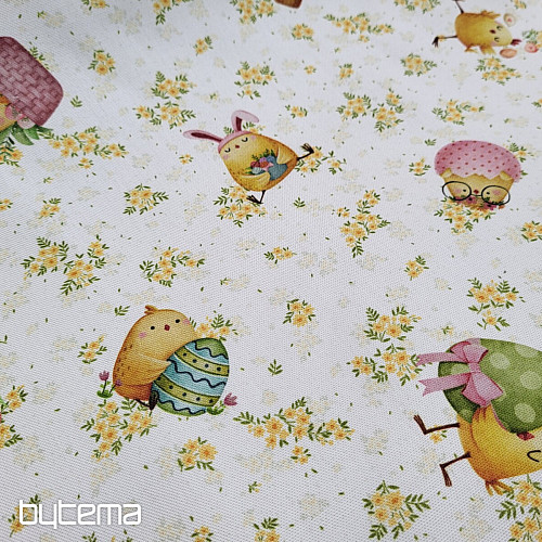 Tissu décoratif POULET ET OEUFS