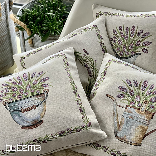 Housse de coussin tapisserie LAVANDE EN POT II