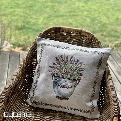 Housse de coussin tapisserie LAVANDE DANS UN SEAU