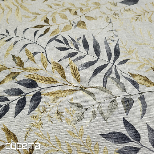 Tissu déco MARACAIBO feuilles gris