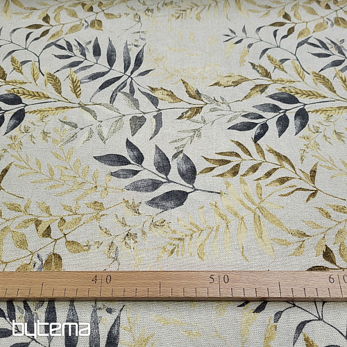 Tissu déco MARACAIBO feuilles gris