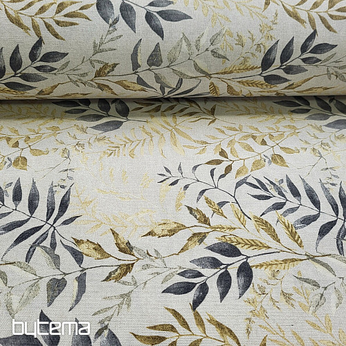 Tissu déco MARACAIBO feuilles gris