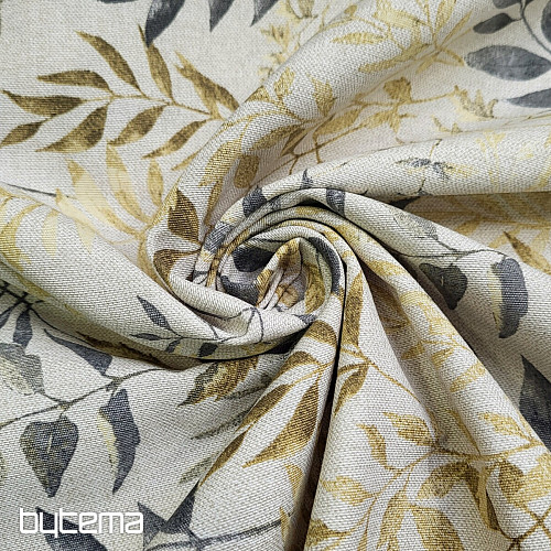 Tissu déco MARACAIBO feuilles gris