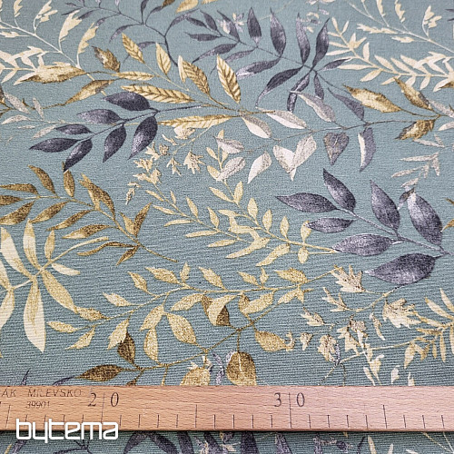 Tissu déco MARACAIBO feuilles turquoise