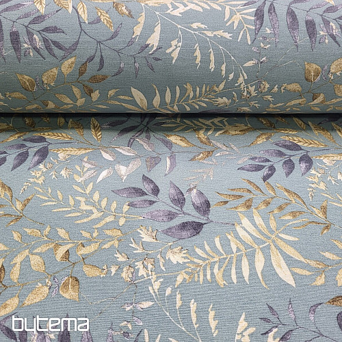 Tissu déco MARACAIBO feuilles turquoise